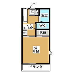 ストリームハイツA 1Kの間取図画像