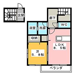 ファーストプレイス 1LDKの間取図画像