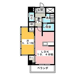 グラード中今泉 1LDKの間取図画像