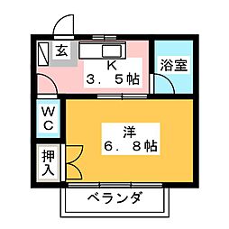 光ハイツ 1Kの間取図画像