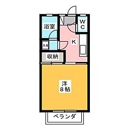 マルハコーポB 1Kの間取図画像