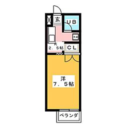 グリーンハウスA 1Kの間取図画像
