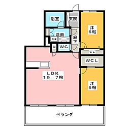 サーパス元今泉中央 2LDKの間取図画像