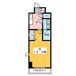 サンライズ宇都宮 1Kの間取図画像