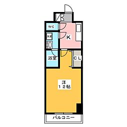 サンライズ宇都宮 1Kの間取図画像
