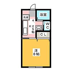 ホリデーナイス2 1Kの間取図画像