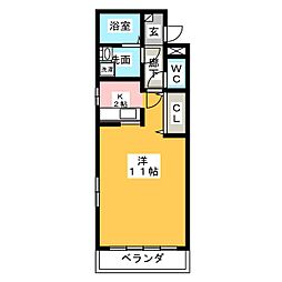レジデンスコートヤナゼ ワンルームの間取図画像