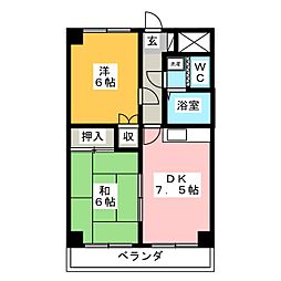プラトー星 2DKの間取図画像