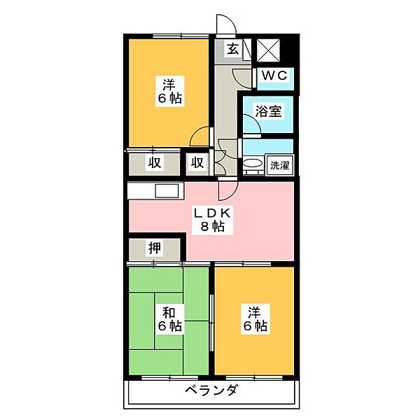 サンコートガーデニア ｜群馬県前橋市荒牧町１丁目(賃貸マンション3LDK・5階・59.00㎡)の写真 その2