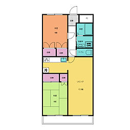 Mハイツ 2LDKの間取図画像
