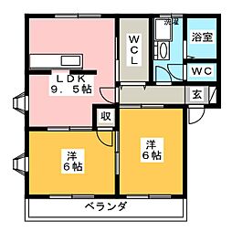 ステイシア3大嶋レジデンスC 2LDKの間取図画像