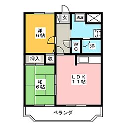 キャトルセゾン2 2LDKの間取図画像