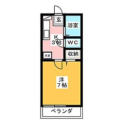 プロムナードハイツ 1Kの間取図画像