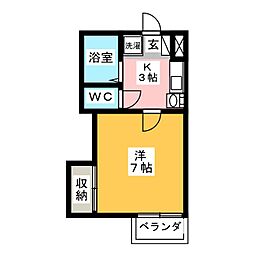 スーパードームイーストハイツ 1Kの間取図画像