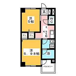 千代田シティハウス 2Kの間取図画像