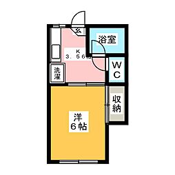 三和ハイツA 1Kの間取図画像