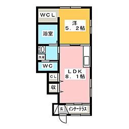 パインズ新前橋 1LDKの間取図画像