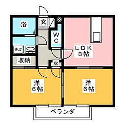 ラベンダー 2LDKの間取図画像