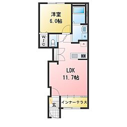 前橋市朝倉町アパート 1LDKの間取図画像