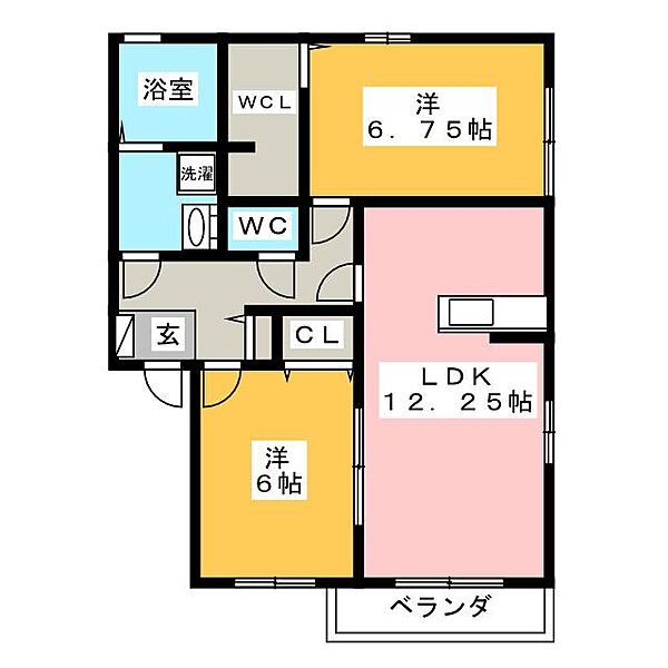 オルテンシアI ｜群馬県高崎市東貝沢町２丁目(賃貸アパート2LDK・2階・62.10㎡)の写真 その2