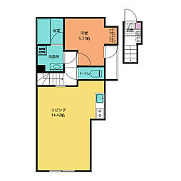 グランツリー井野 2階1LDKの間取り