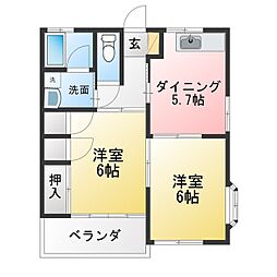 ヴィレッジボレロ 2DKの間取図画像