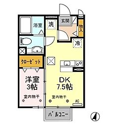 マリナ　グランデＢ 1階1DKの間取り