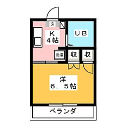 高崎マンション 5階1Kの間取り
