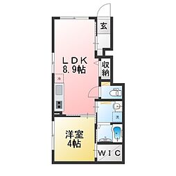 グランビルド江木 1LDKの間取図画像
