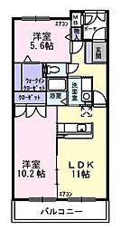 グランドヒルズヴィラ 2LDKの間取図画像