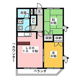 フォーレストハウス 2LDKの間取図画像