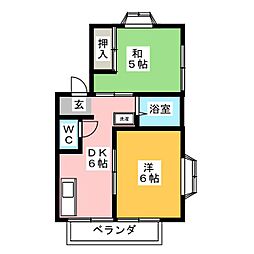 ヴィラWING2 2DKの間取図画像