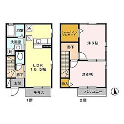 メゾンプレジールC 2LDKの間取図画像