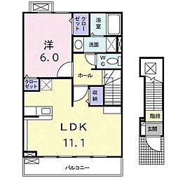 イーストウィンド 1LDKの間取図画像