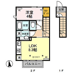 グランsakura 1LDKの間取図画像
