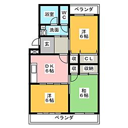 トルナーレK 3DKの間取図画像