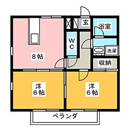 第1MHハウスB 2DKの間取図画像
