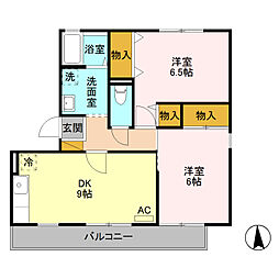 ルビナス3 2DKの間取図画像