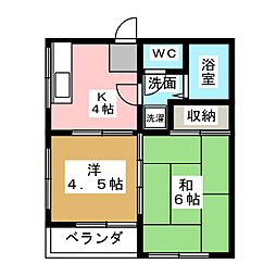 クィーン・ハイツ 2Kの間取図画像