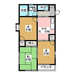 ミラハイツA 3DKの間取図画像