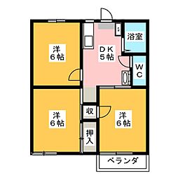 ヴィラ広瀬 2階3DKの間取り