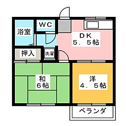 篠崎ハイツ 2DKの間取図画像