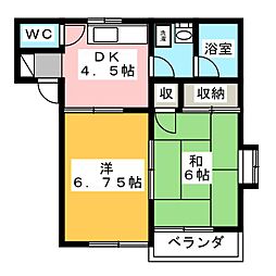 ミラハイツD 2DKの間取図画像