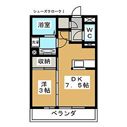 オルタシア・カツラ 1DKの間取図画像