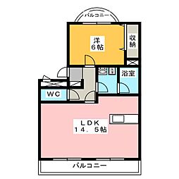 マンションクレアA 1LDKの間取図画像