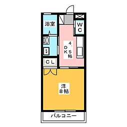 三和伊勢崎3 1DKの間取図画像