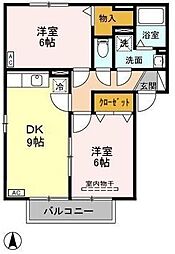 ポルトス元町C 2DKの間取図画像