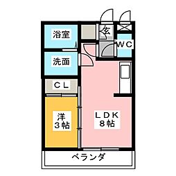 アンフルール 1LDKの間取図画像