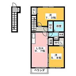 ダイヤモンドA 2LDKの間取図画像