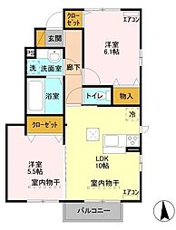 オマージュB 2LDKの間取図画像